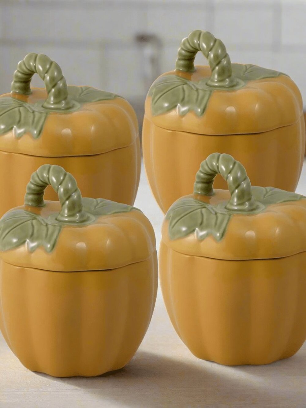 Pfaltzgraff Plymouth Set of 4 Pumpkin Covered Dishes NEW